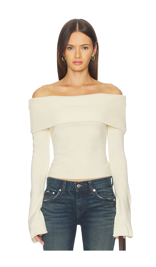 SNDYS x REVOLVE X Revolve Orlea Knit Top Sweater in White. XXS. Also in M, S, XL