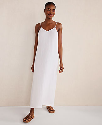Ann Taylor Haven Well Within Organic Cotton Gauze V-Neck Midi Dress