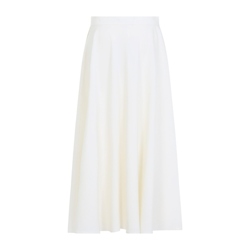 Cream Solid Midi Skirt