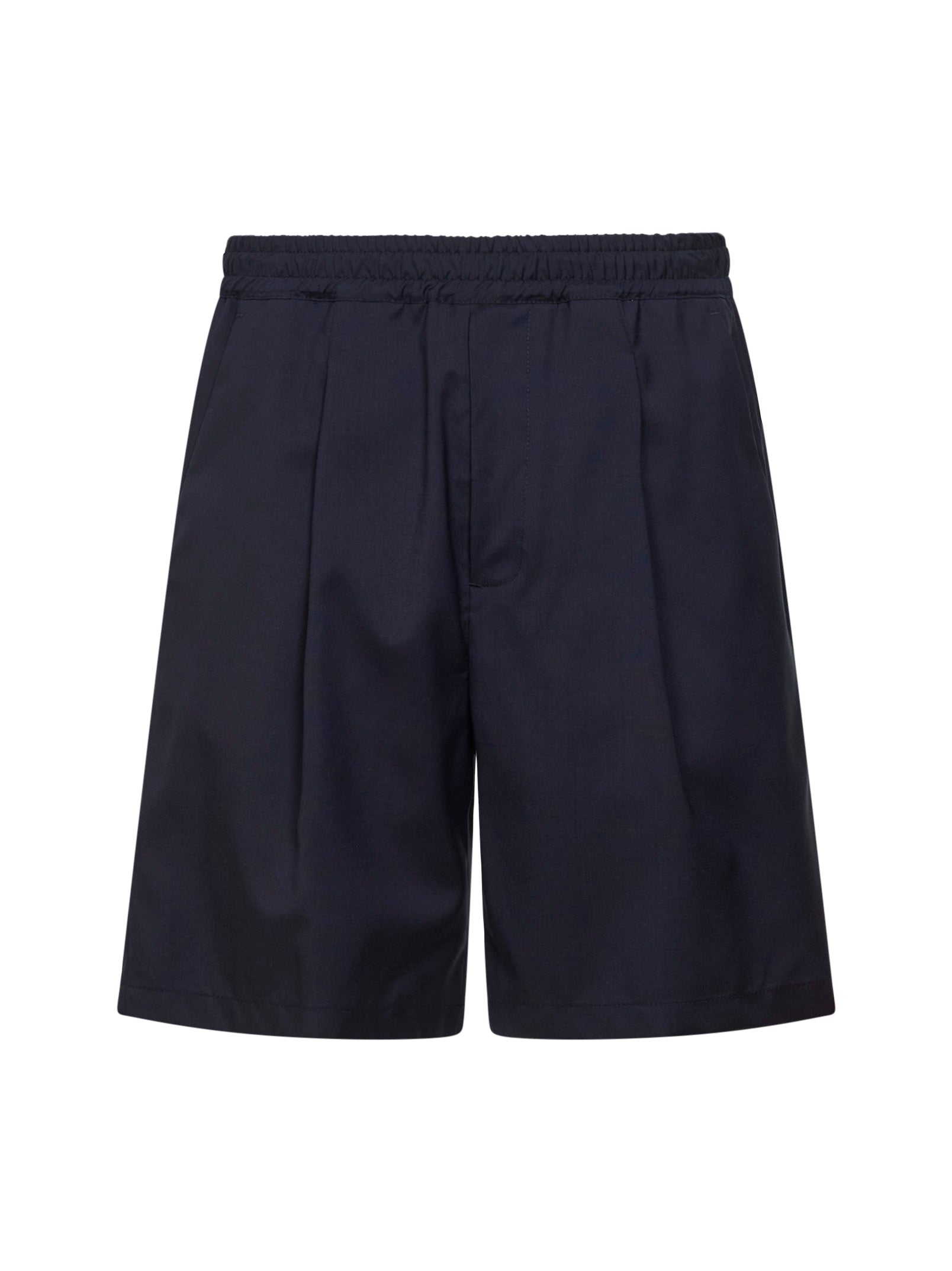 Virgin Wool Blend Bermuda Shorts — Navy
