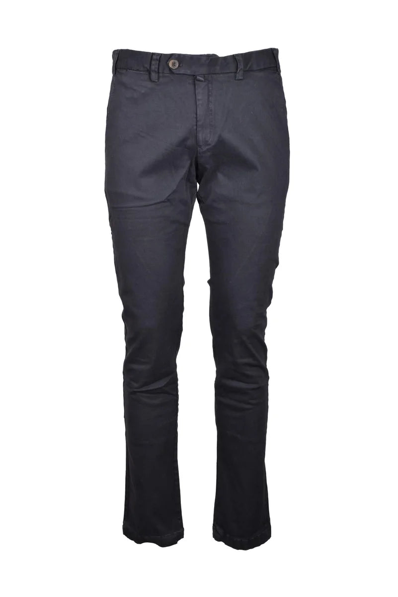 Slim Fit Grey Stretch Pants with Classic Details