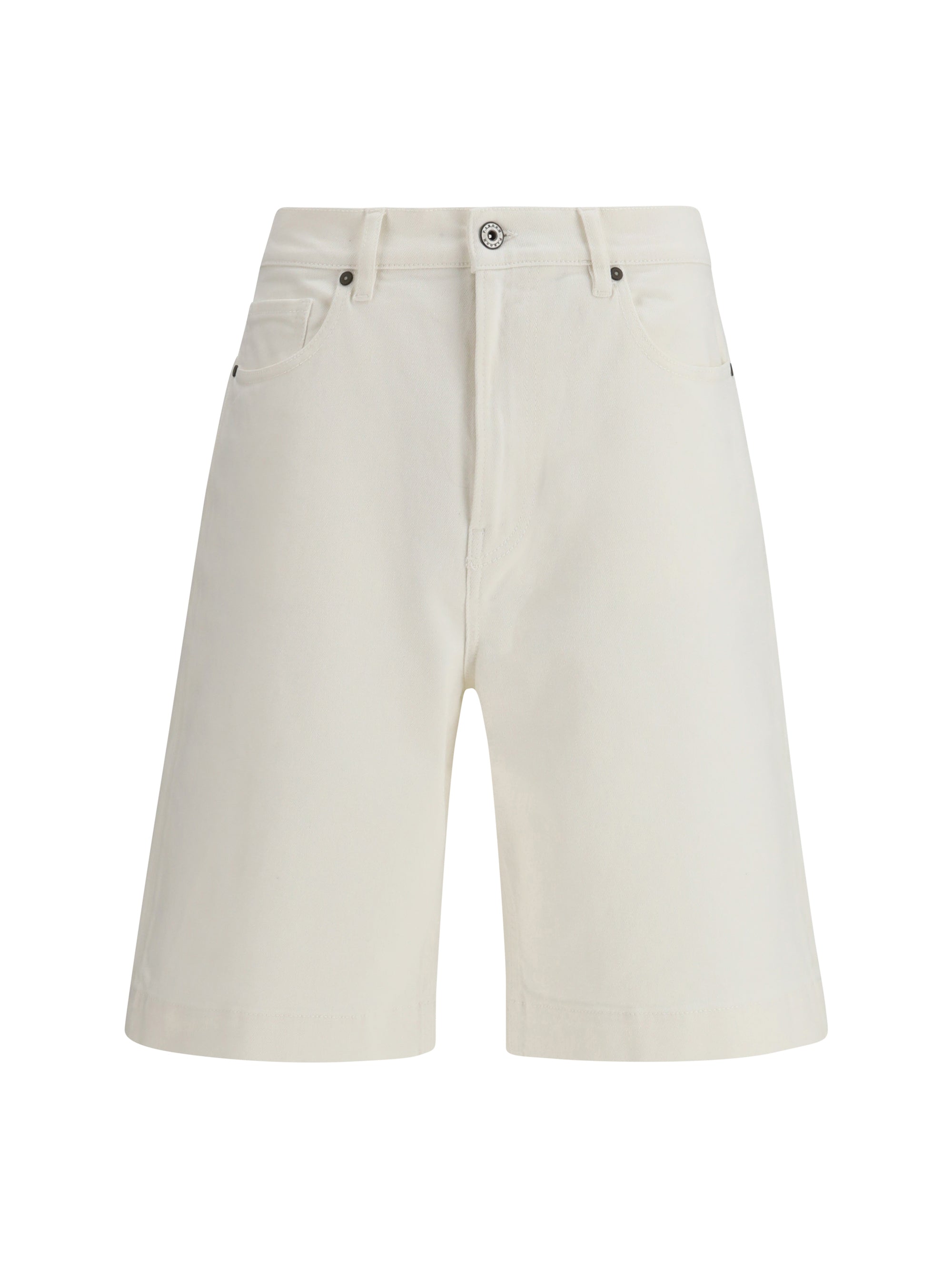 Denim Bermuda Shorts — Beige