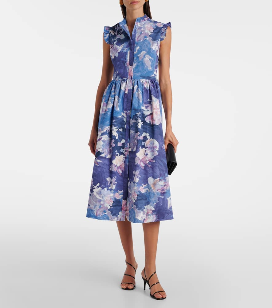 Flared floral midi dress