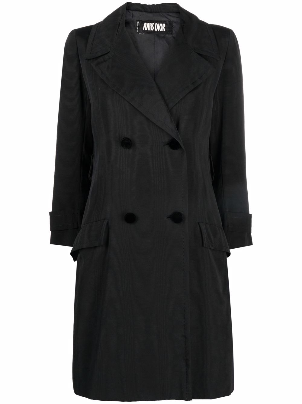 1970s pre-owned double-breasted trench coat - Black