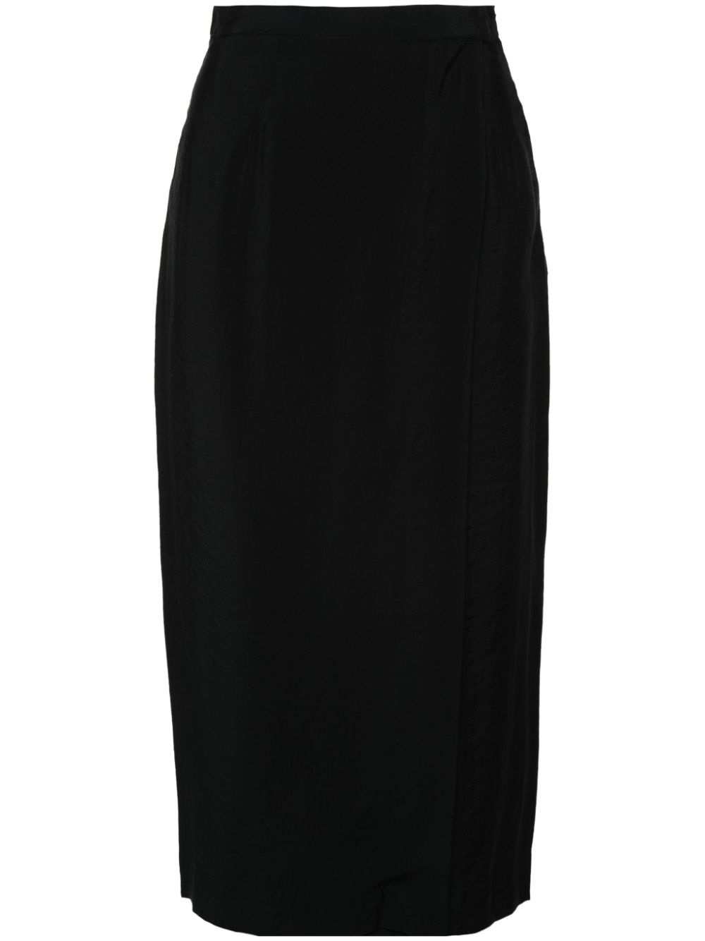 Textured wrap midi skirt - Black