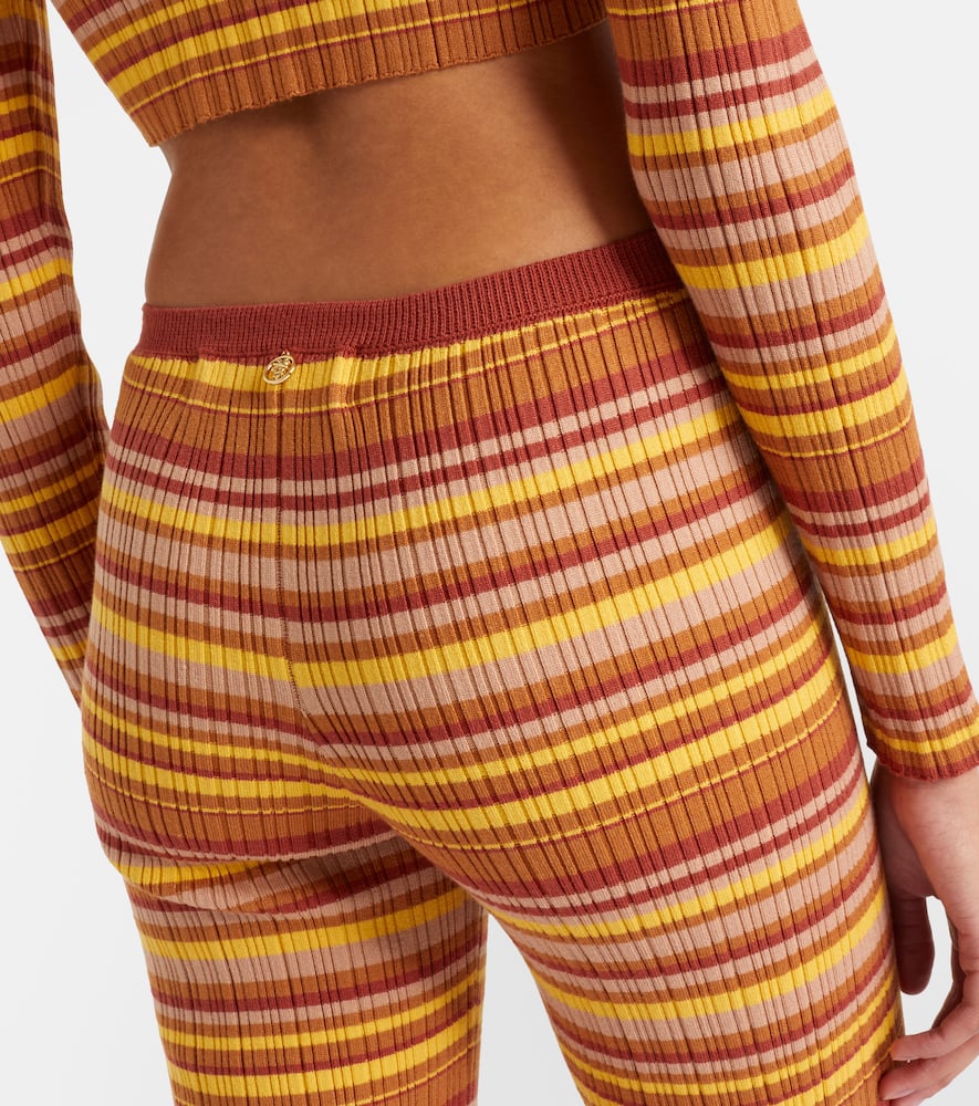 Ann ribbed-knit striped flared pants