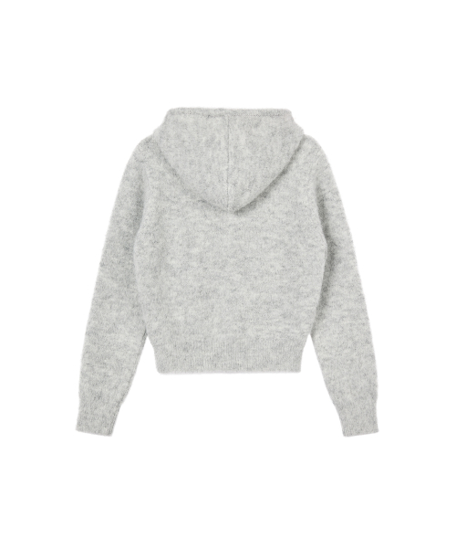 HAIRY KNIT HOOD ZIP-UP