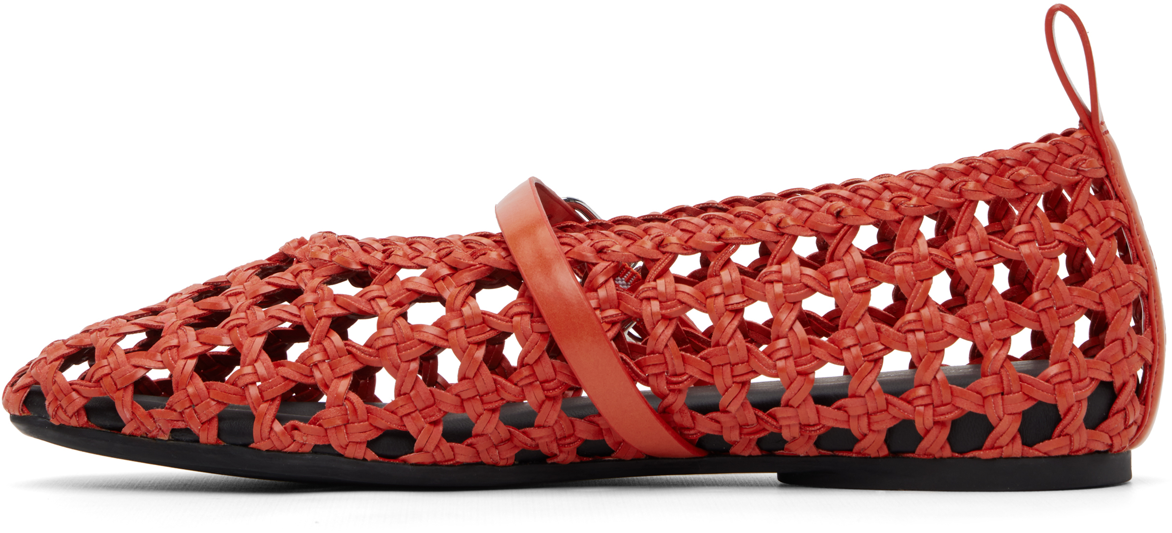 Orange Spire Woven Mary Jane Faux-Leather Flats