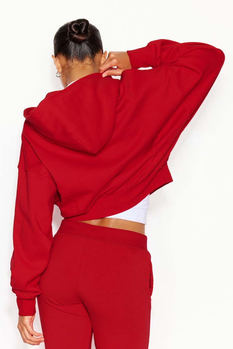 UltraFleece Cotton Zip Hoodie - Red - Women Clothing