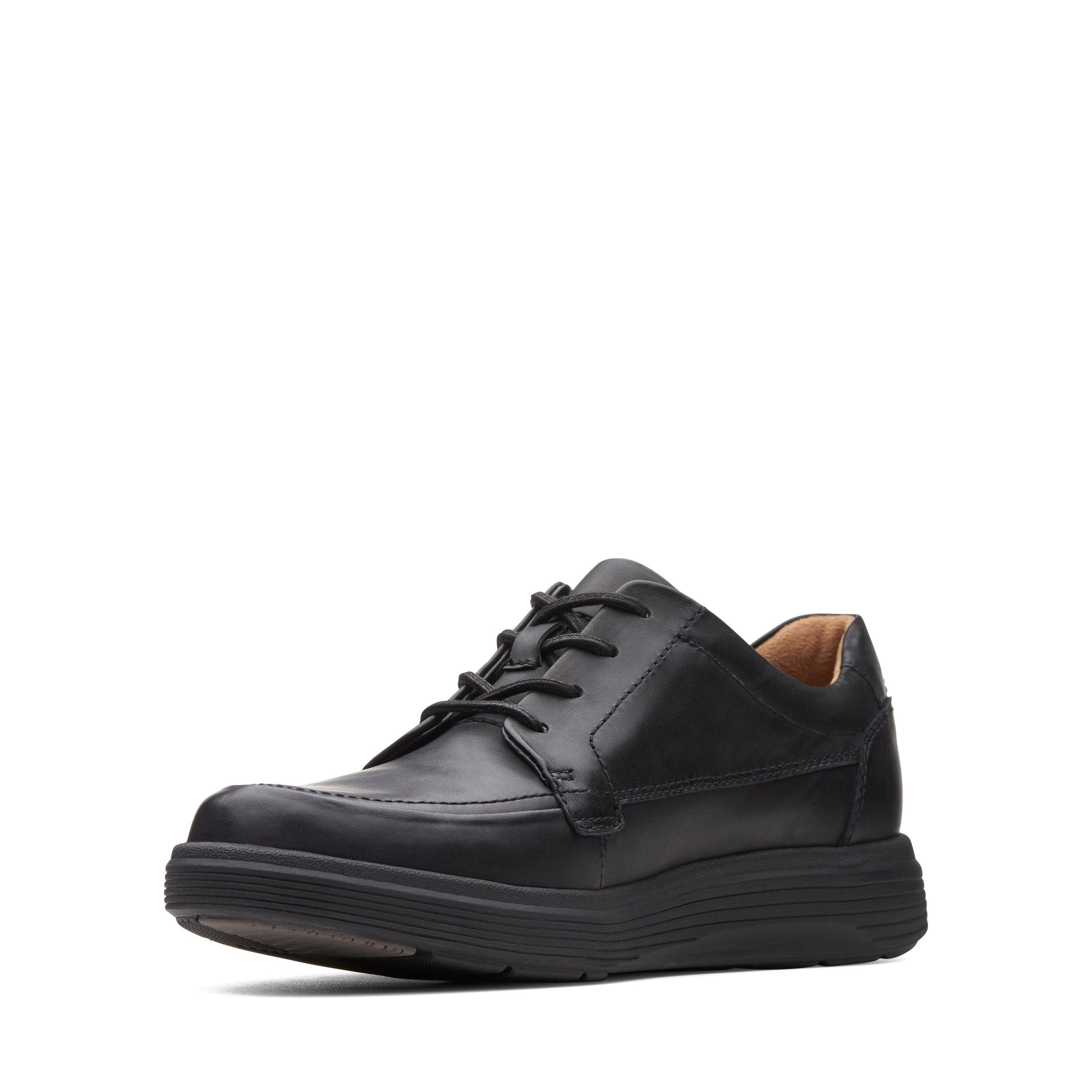 Clarks Men's Un Abode Ease Black Leather Derby Shoes, Lace Up | : 11/Wide Fit