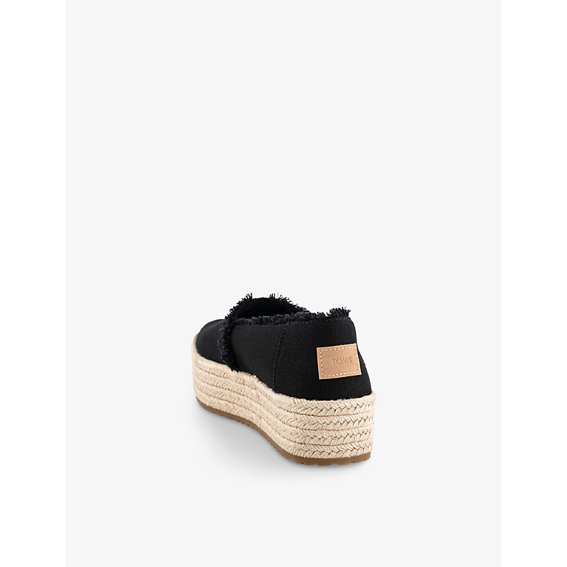 Womens Black Valencia Frayed-trim Woven Platform Espadrilles