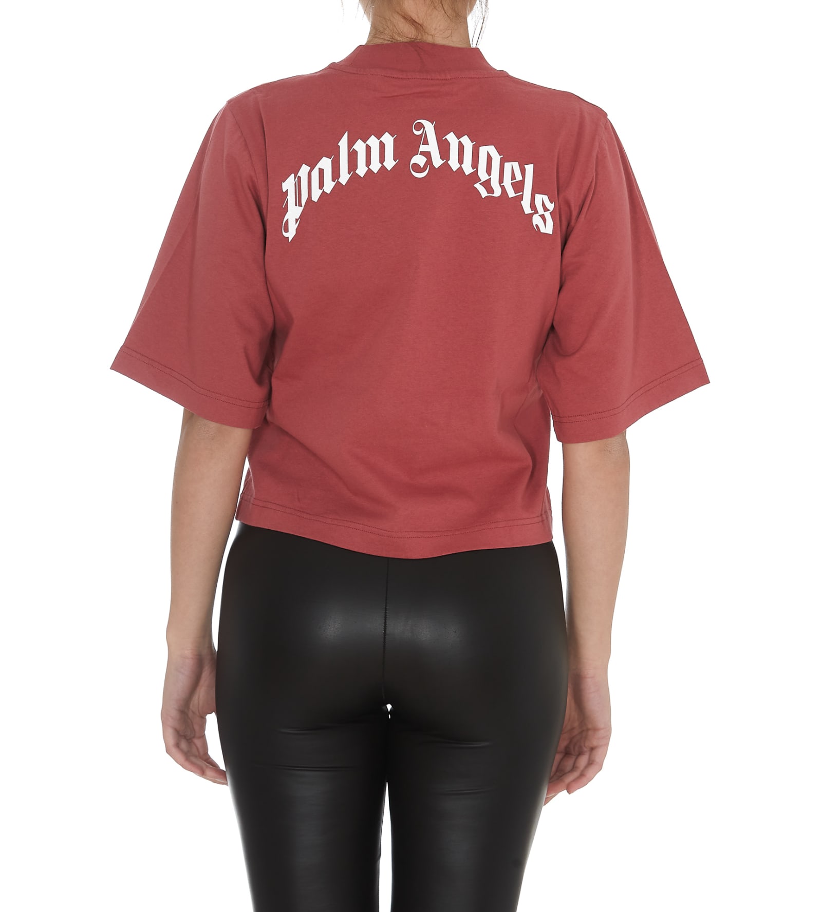 Bear-print cropped T-shirt