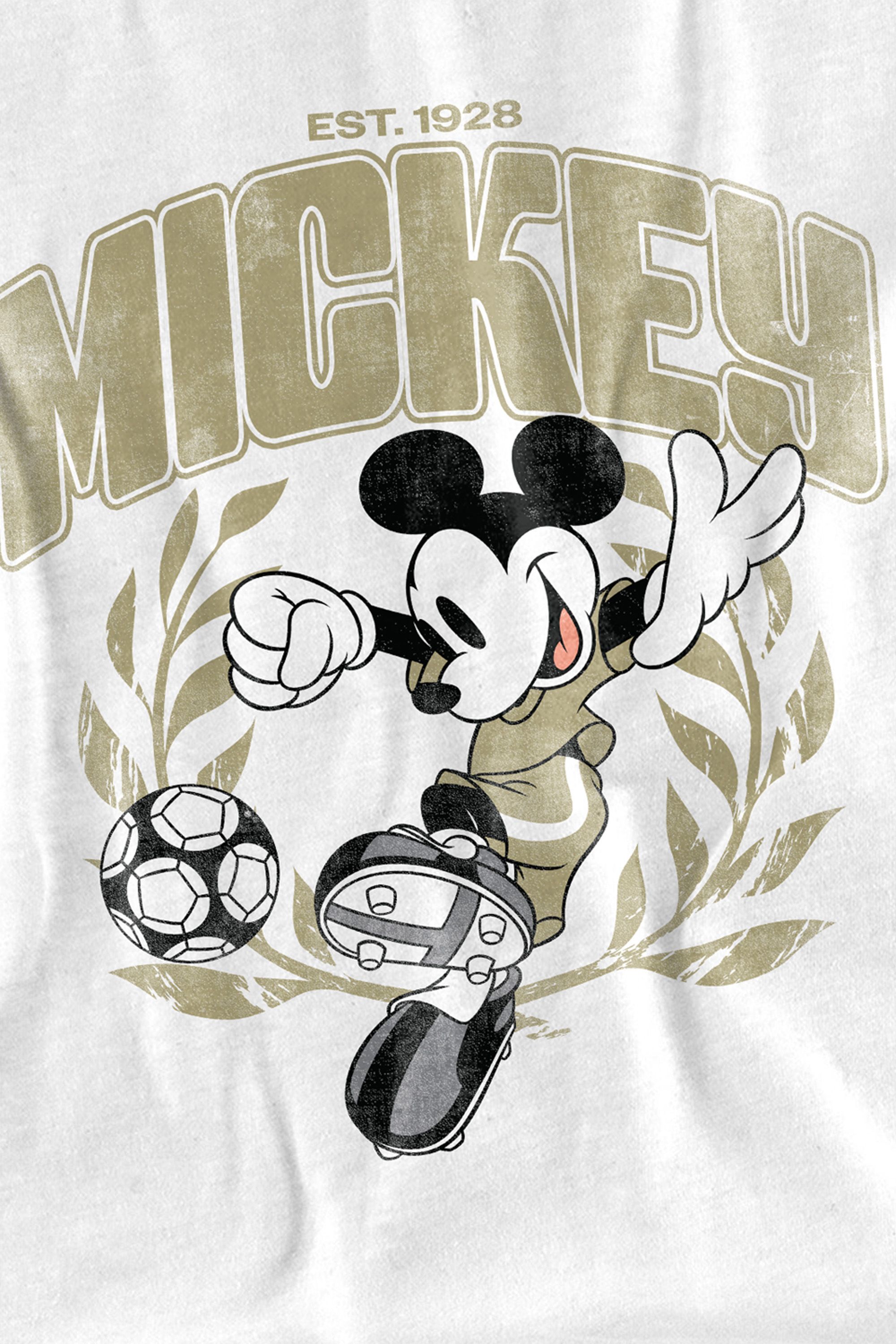 Disney Mickey Mouse Laurel Football Long Sleeve T Shirt, White
