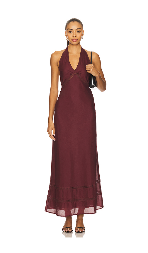 FAITHFULL THE BRAND Jasmine Maxi Dress in Bordeaux. XL also in L, M