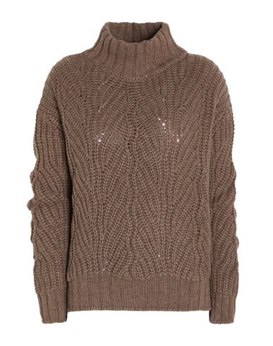 Woman Turtleneck Light brown Size 10 Wool, Cashmere