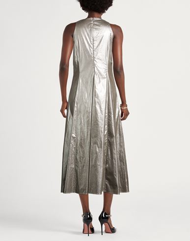 Woman Maxi dress Silver Size 8 Cotton, Polyurethane, Elastane