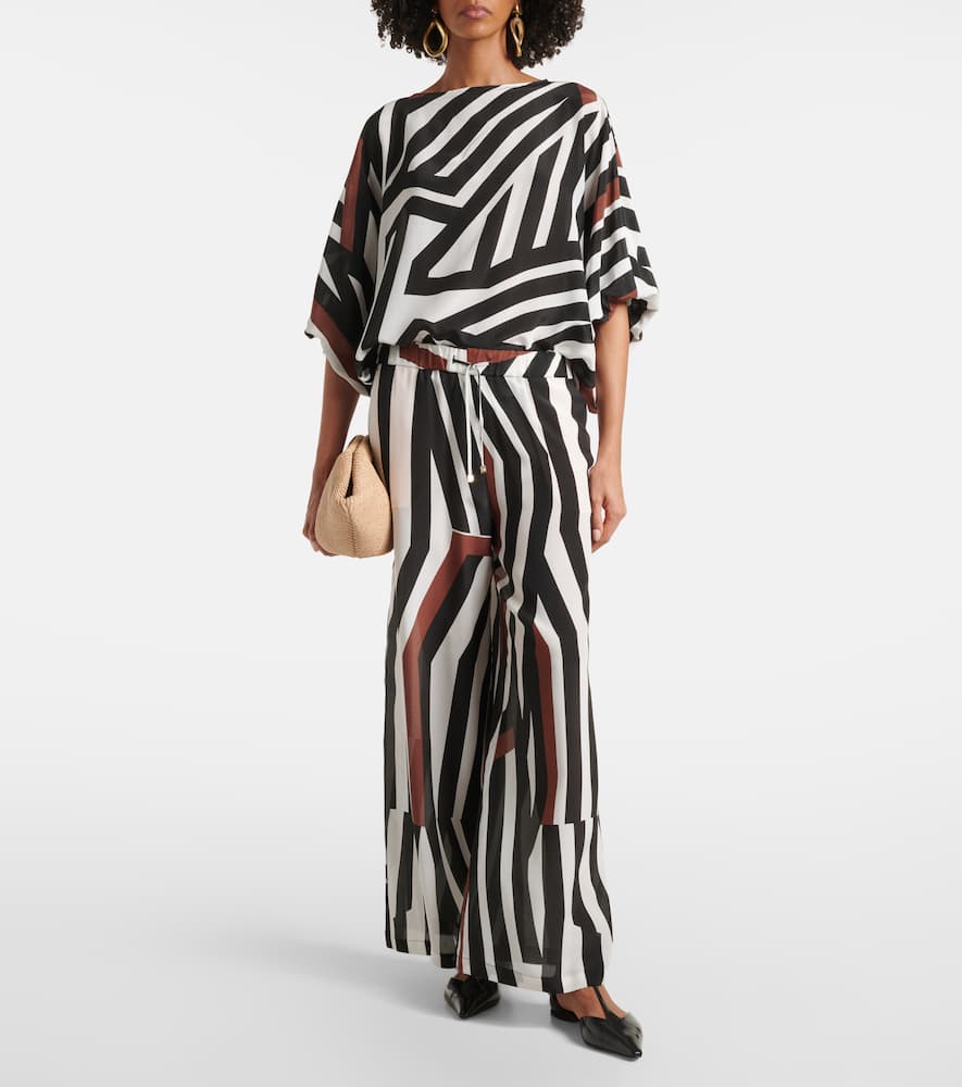 Tropea striped silk wide-leg pants
