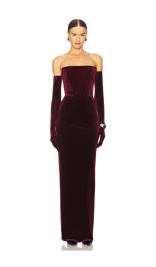 Bronx Banco Florentina Strapless Velvet Gown in Burgundy. XL also in XS, S