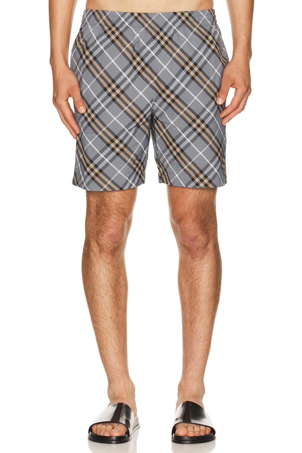 Burberry Seb Check Swim Short in Wave Blue Check - Blue. S also in M, L, XL/1X, XXL/2X