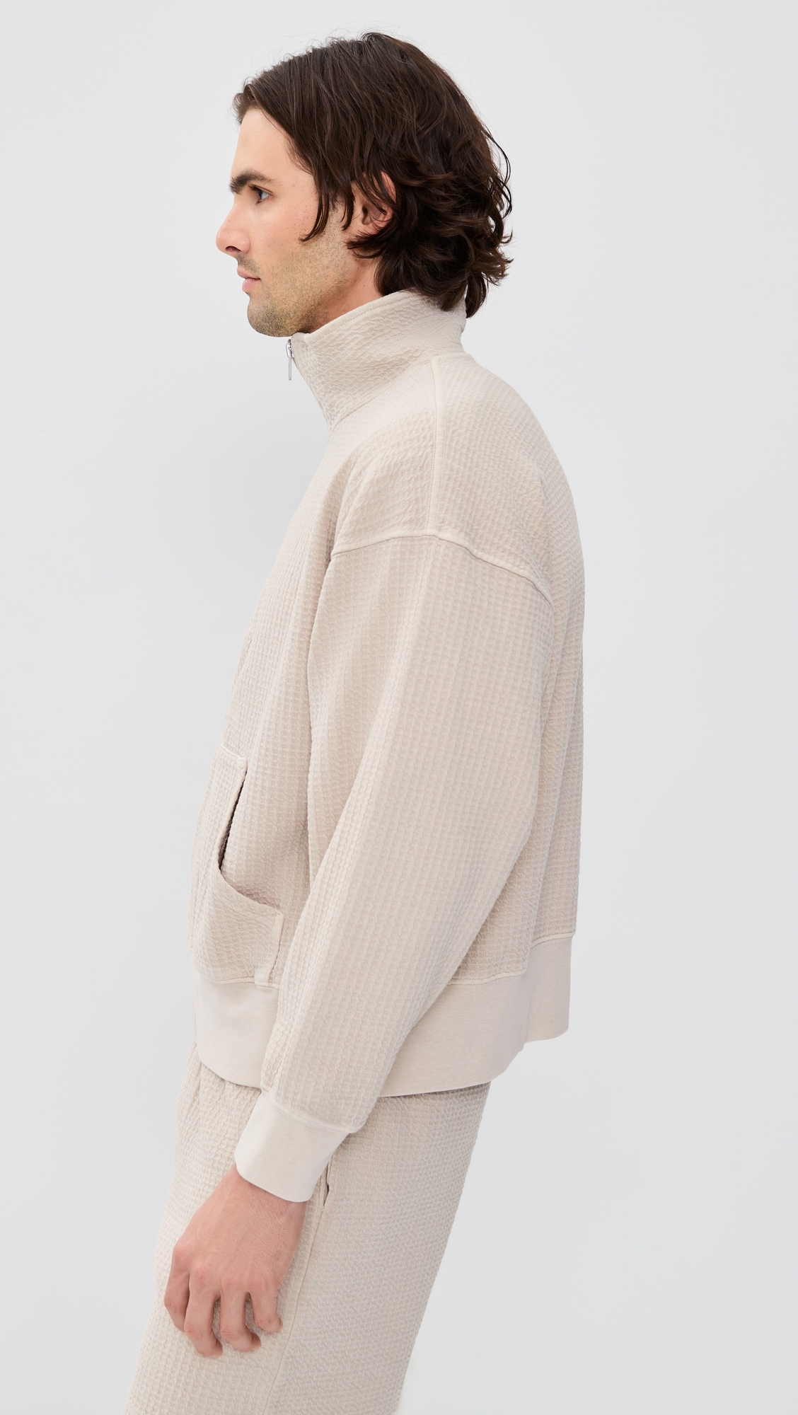 Jean Waffle Zip Jacket Bisque
