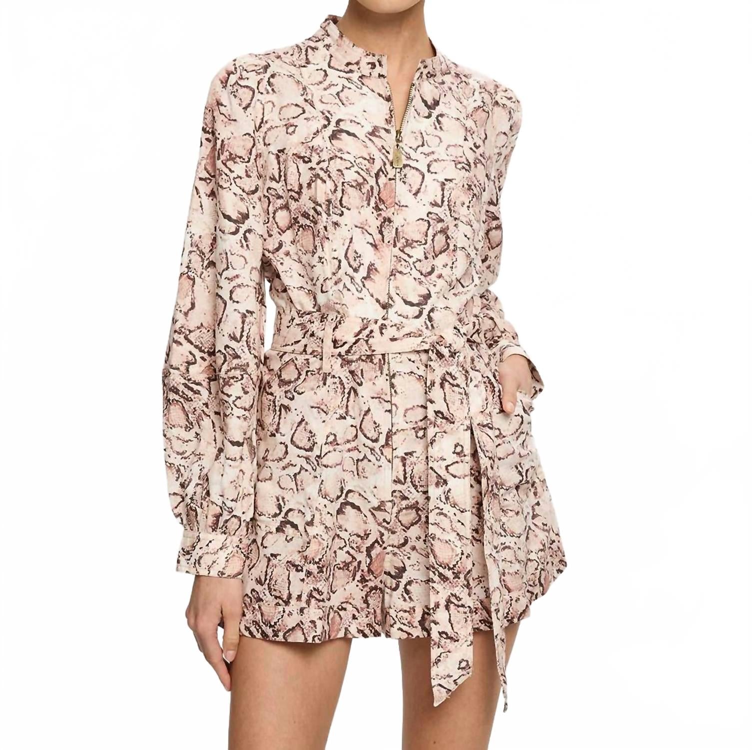 Simone Playsuit Dress In Beige