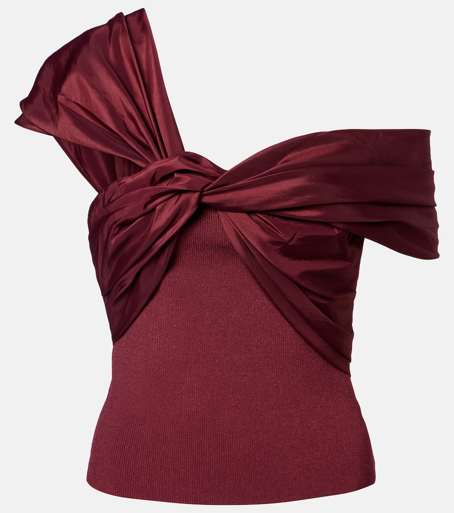 Celiana organza-trimmed knitted top