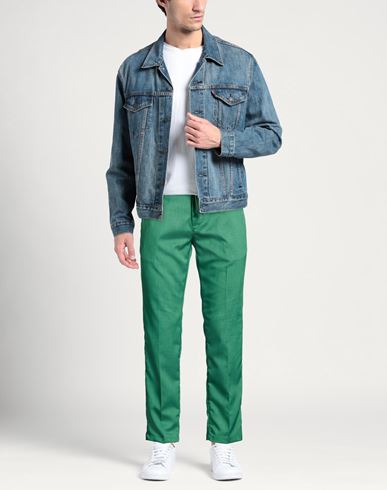Man Pants Green Size 40 Polyester, Elastane