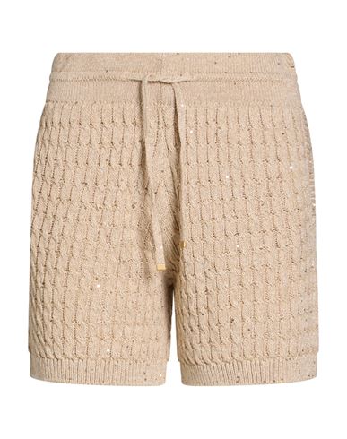 Woman Shorts & Bermuda Shorts Beige Size M Cotton, Linen, Polyester