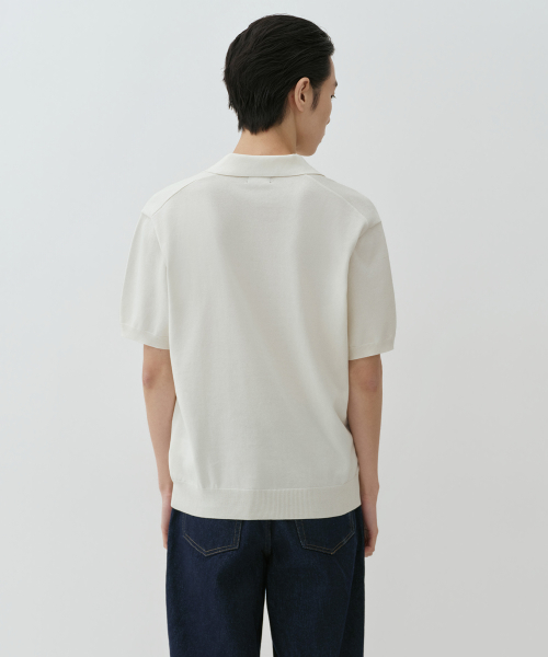 Washable Supima Cotton Slit Neck Knitted Polo Shirt