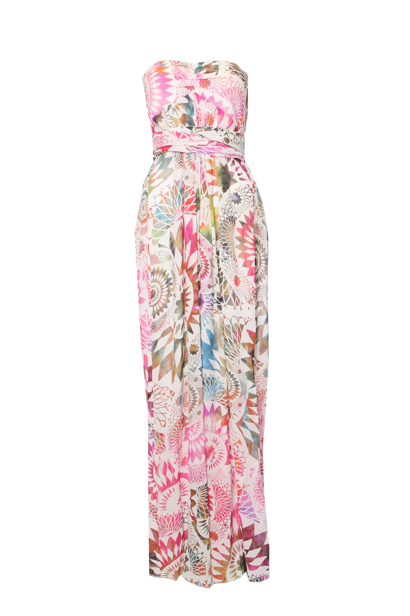 , Multicolored silk wrap-dress in size UK12/M.
