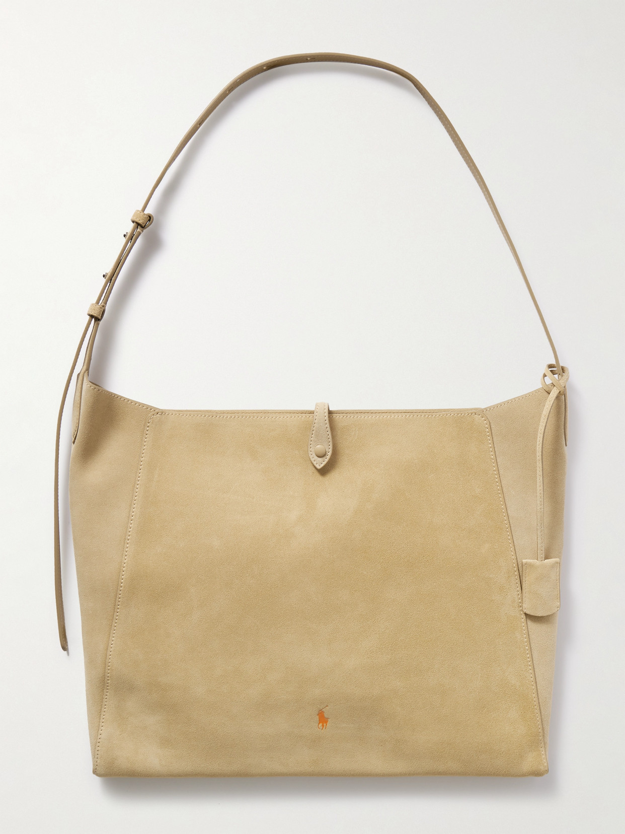 Debossed Suede Shoulder Bag - Beige