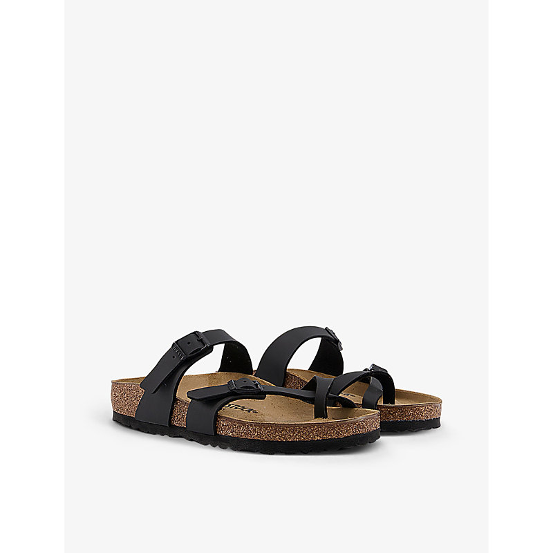 Womens Black Mayari Cross-strap Faux-leather Sandals