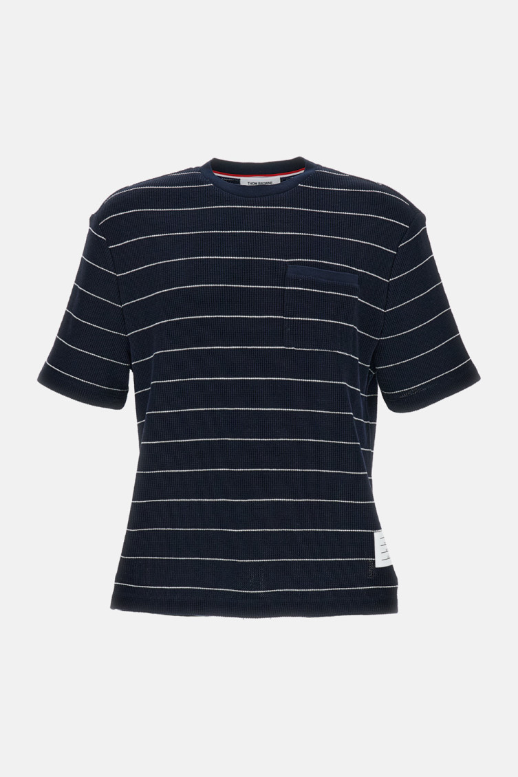 Short Sleeve Tee In Textured Stripe Waffle