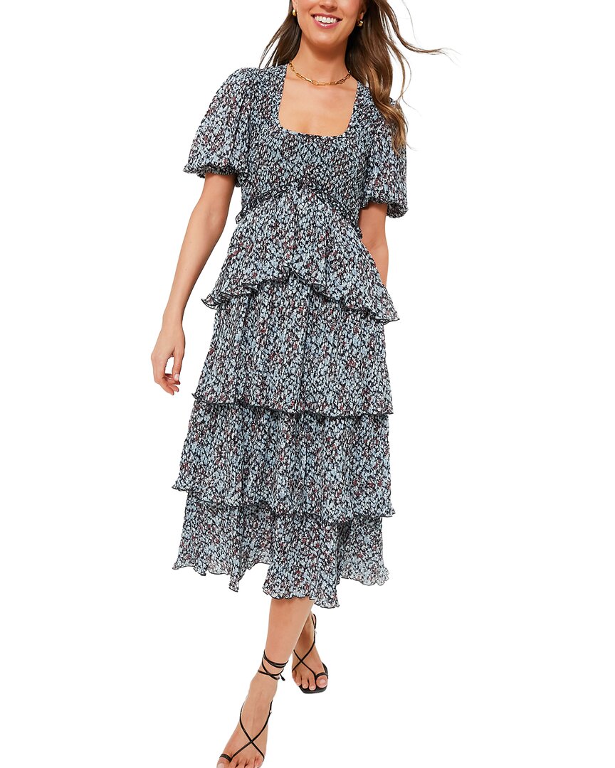 Phantom Pleated Georgette Layer Smock Midi Dress