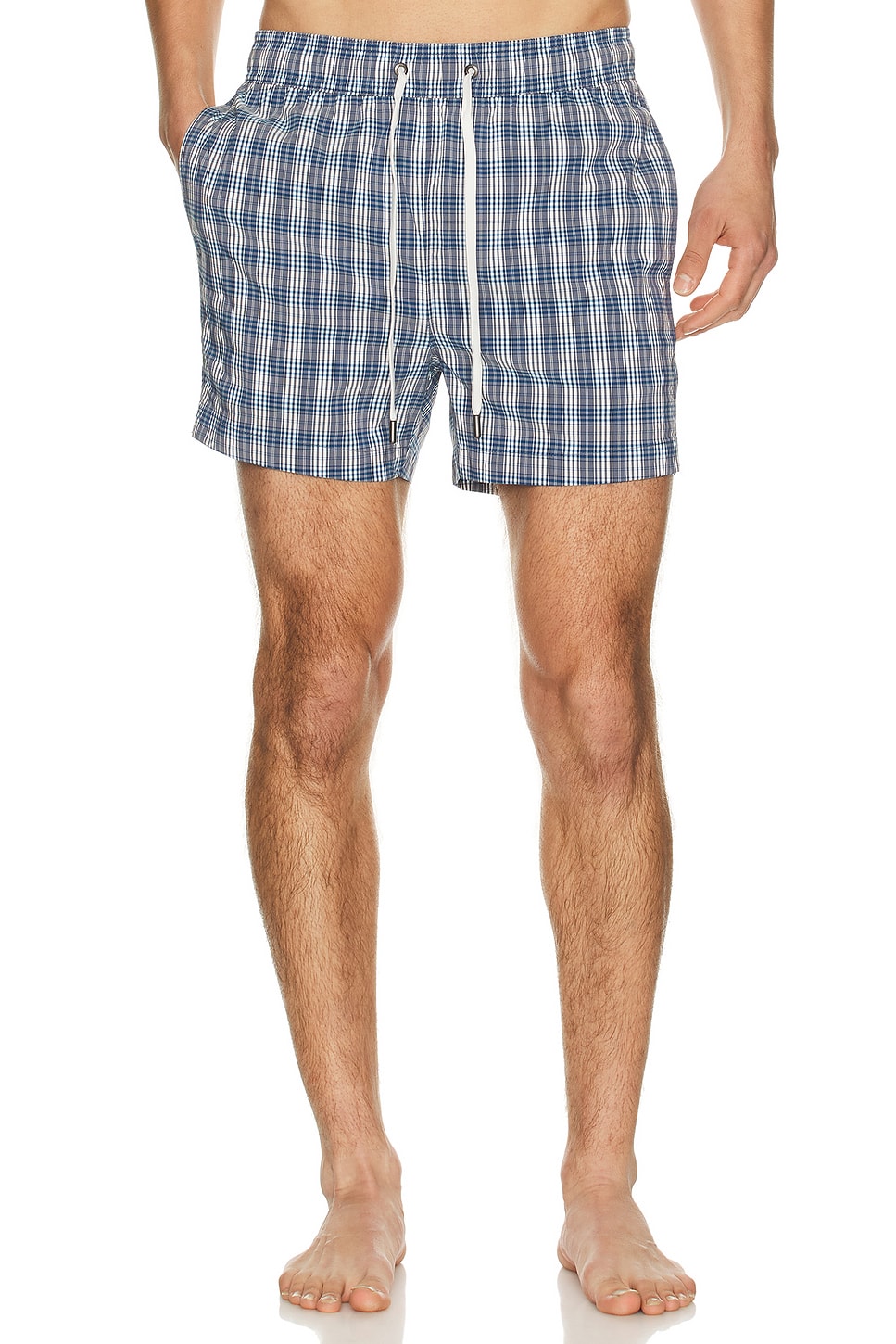 Onia Charles 4 Swim Trunk in Blue & White Multi - Blue,Grey. M also in L, XL/1X