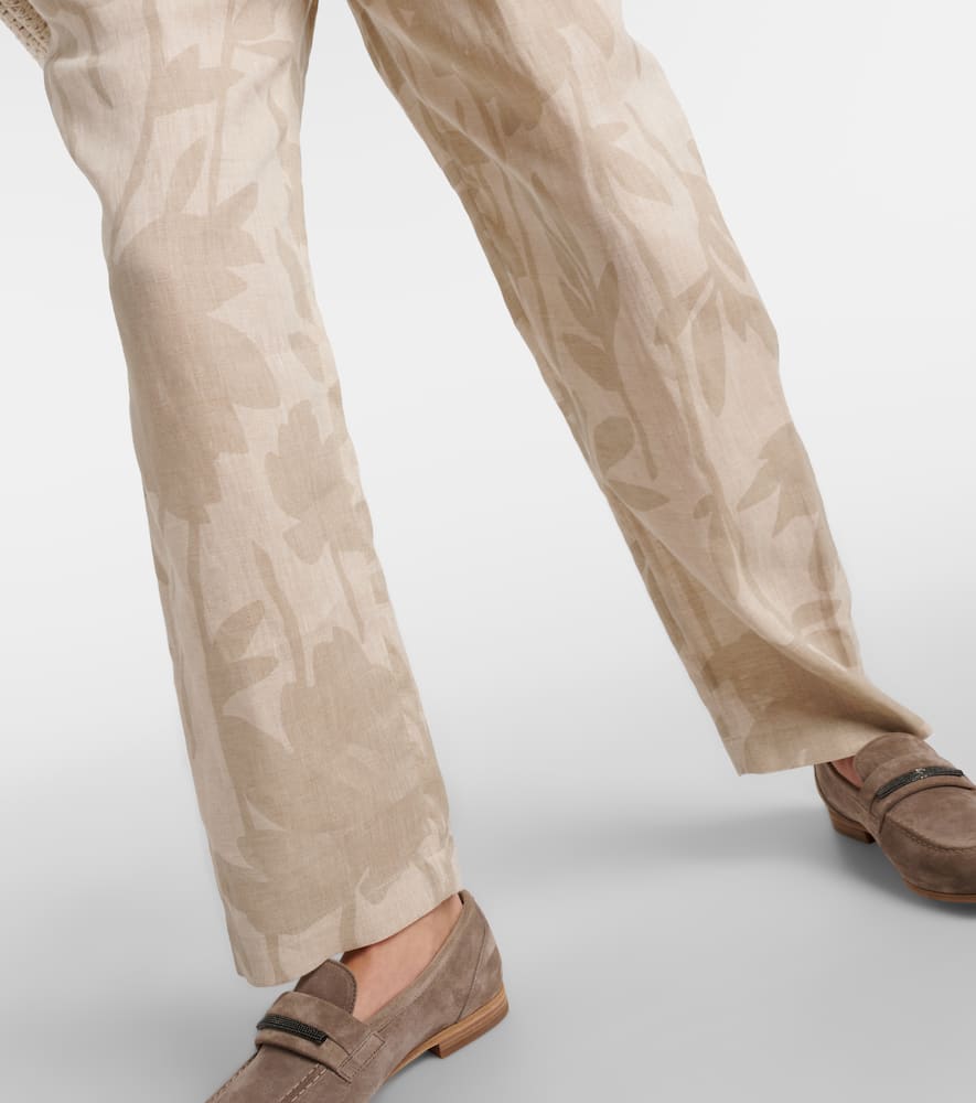 Printed linen tapered pants