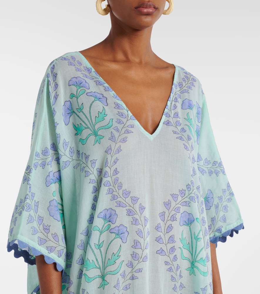 Printed cotton beach cover-up