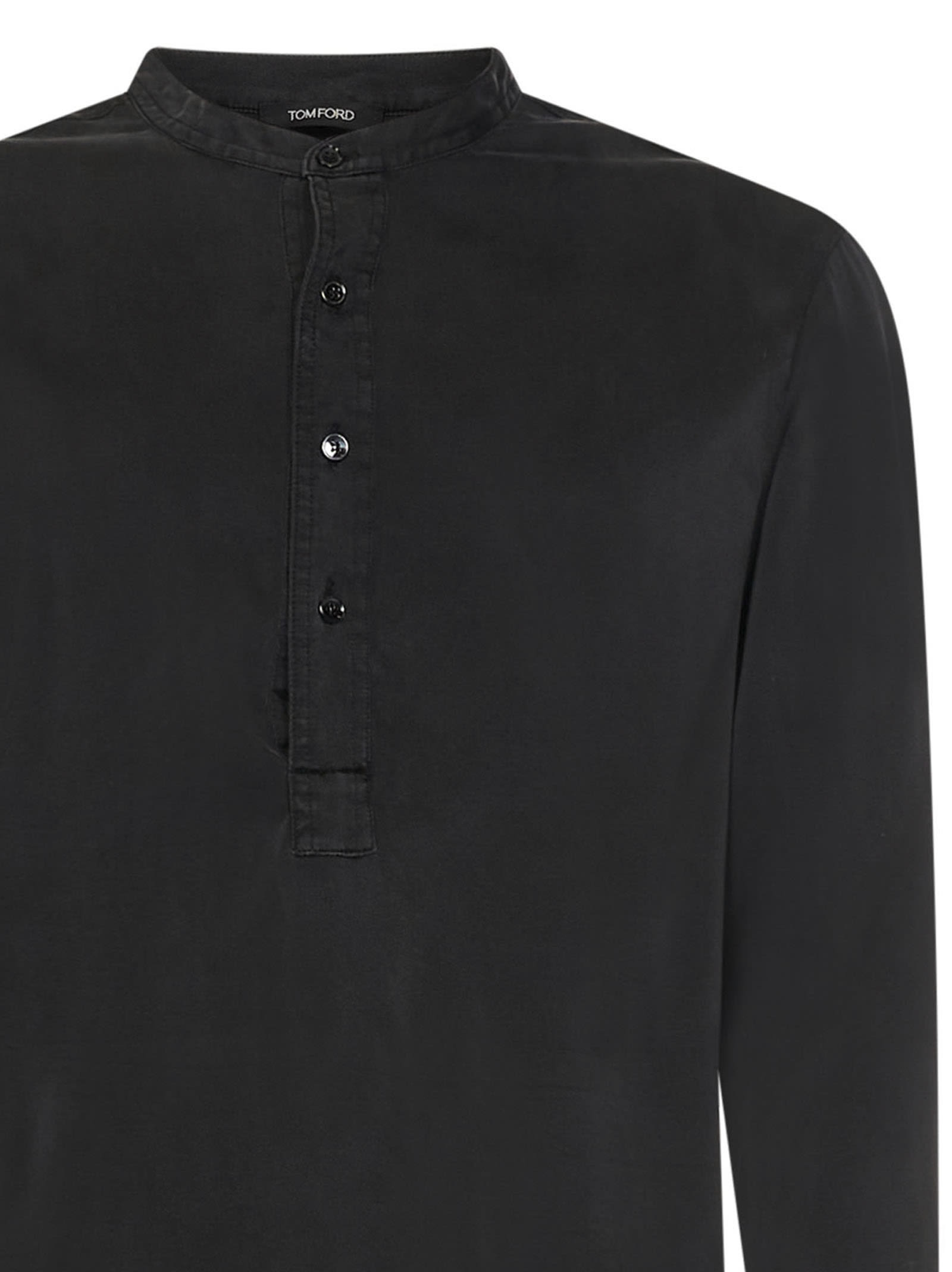 Henley stretch-silk loungewear shirt
