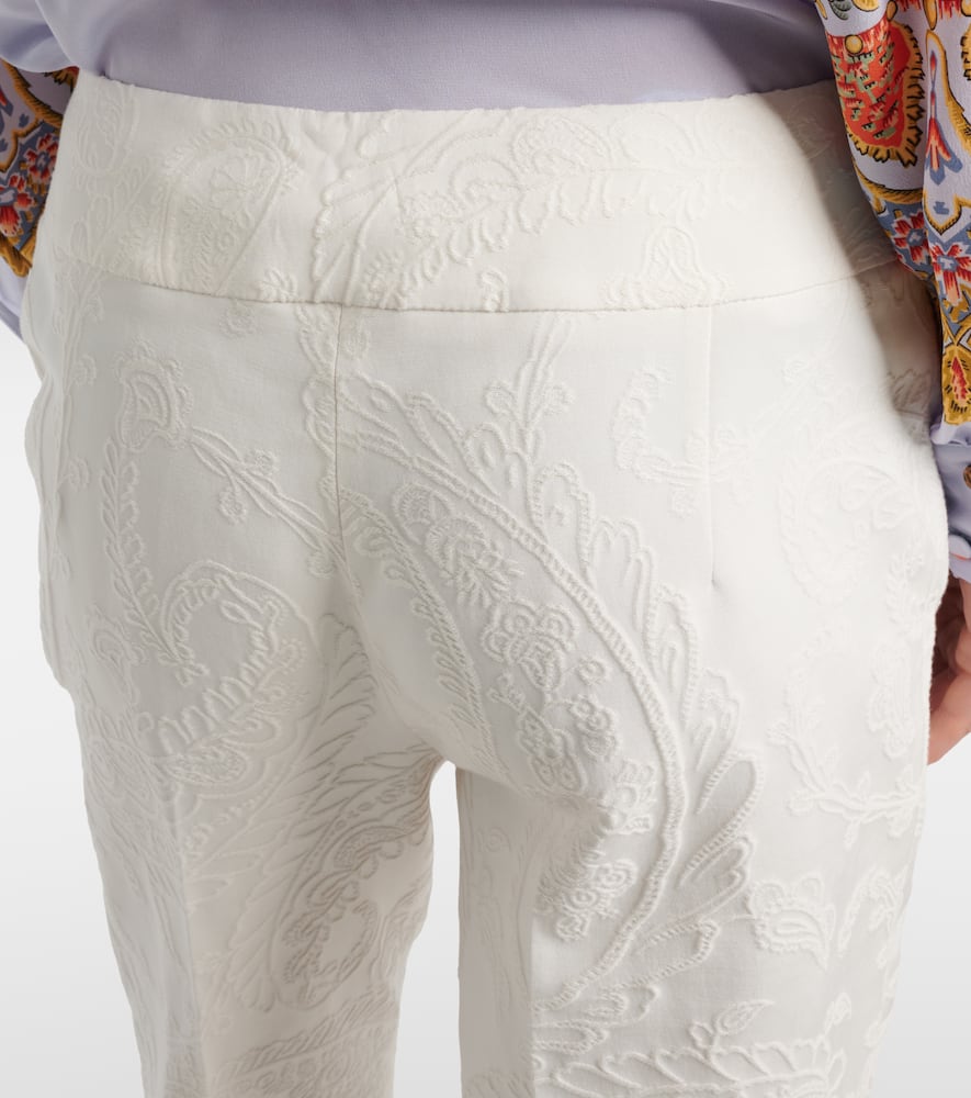 Paisley jacquard cropped flared jeans