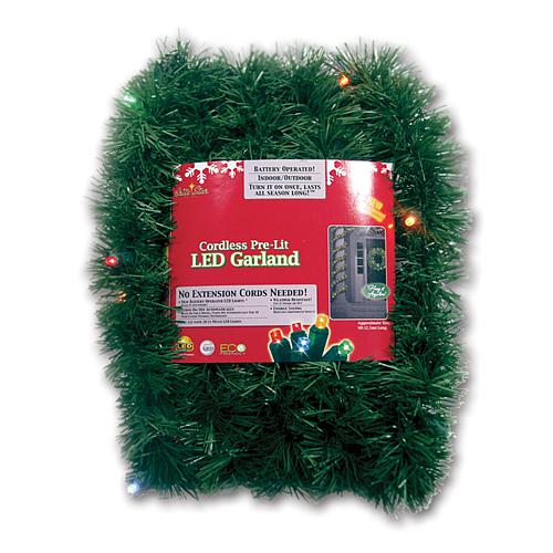 Battery-Operated 18' Multicolored 35-LED Pine Garland