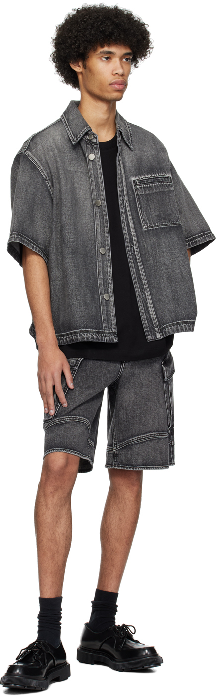 Solid Homme Black Hardware Denim Shirt