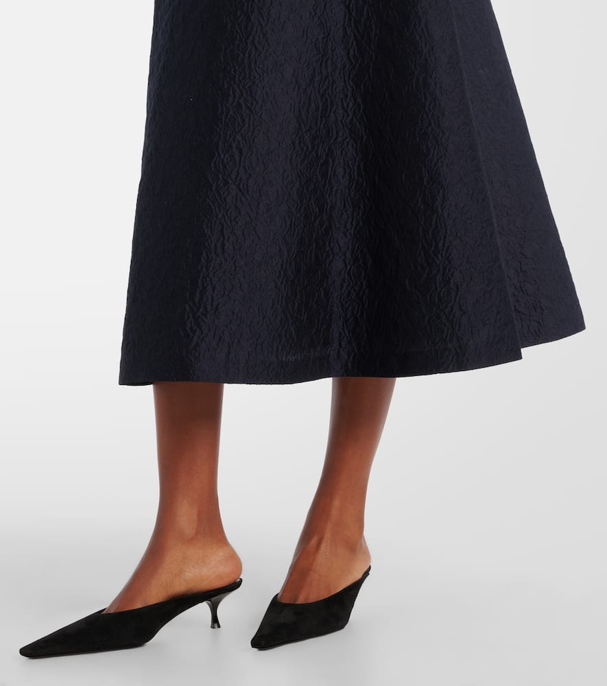Lyon cotton and silk-blend cloqué midi dress