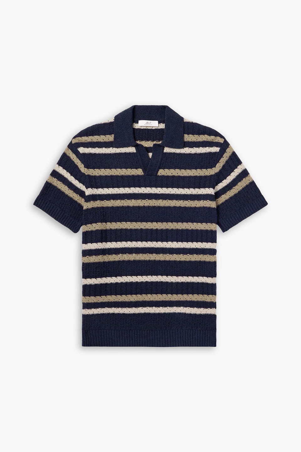 Jonny slim-fit striped knitted polo shirt - Blue - XXL