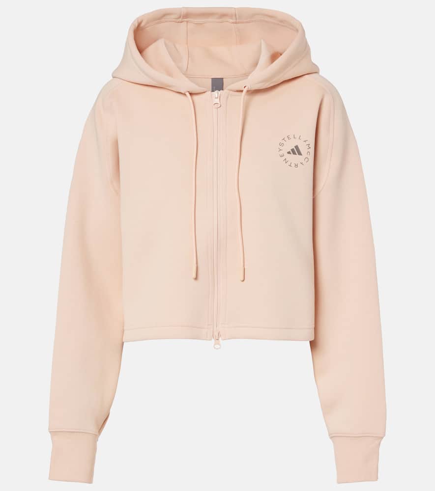 Cropped cotton-blend hoodie