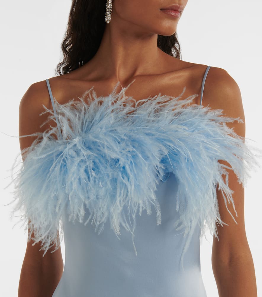 David Koma Asymmetric feather-trimmed cocktail dress