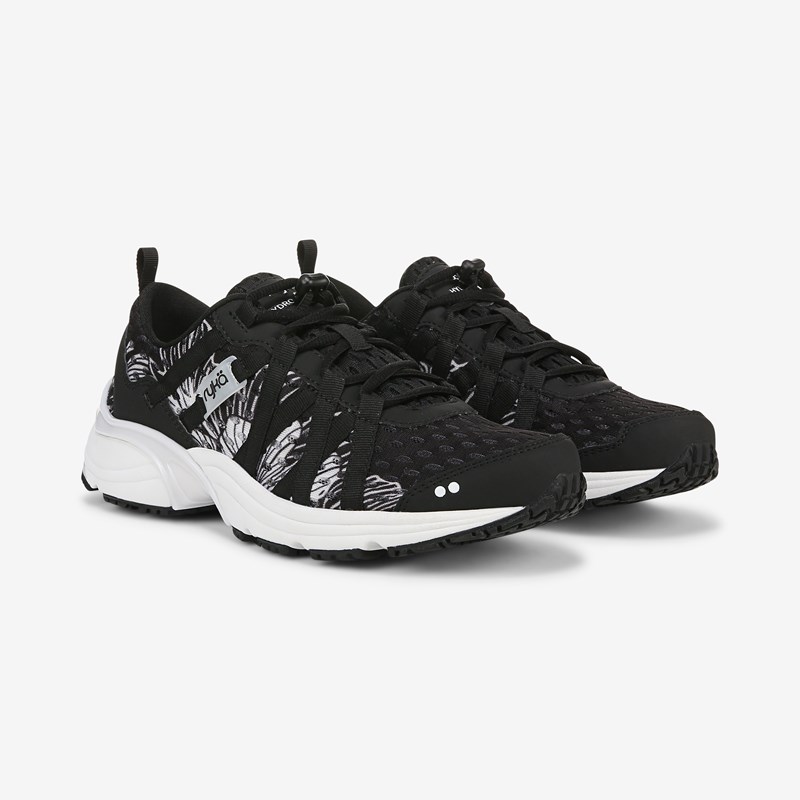 Hydro Sport Water Shoes Black Fabric Leather Lightweight