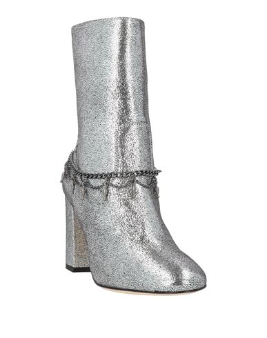 P_jean Woman Ankle boots Silver Size 8 Leather