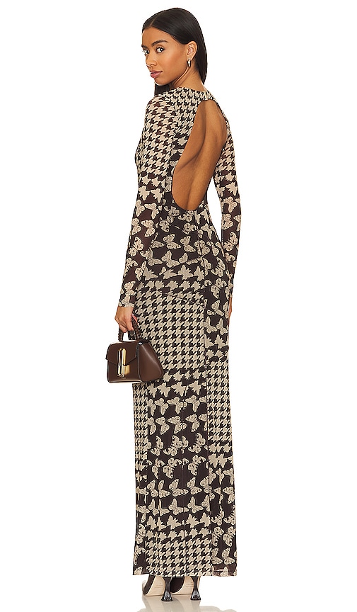 Camila Coelho Gilma Maxi Dress in Brown Butterfly.  XL also in L, M, S