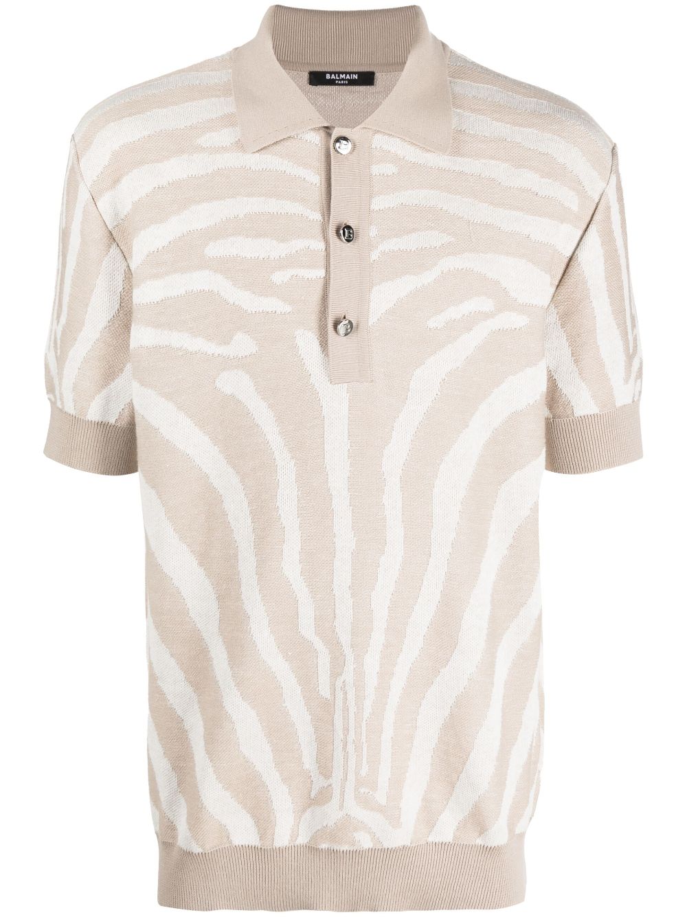 Zebra-jacquard polo shirt - Neutrals
