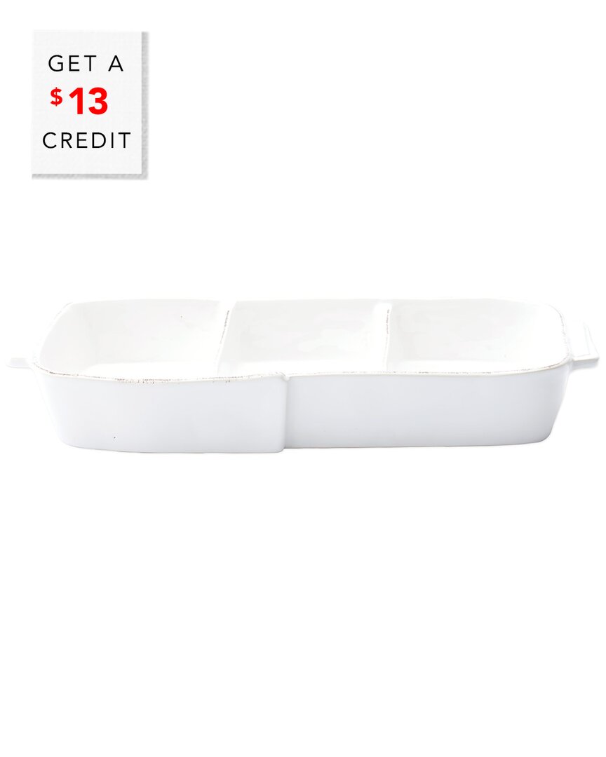 Lastra White Small Three-Part Server With $13 Credit